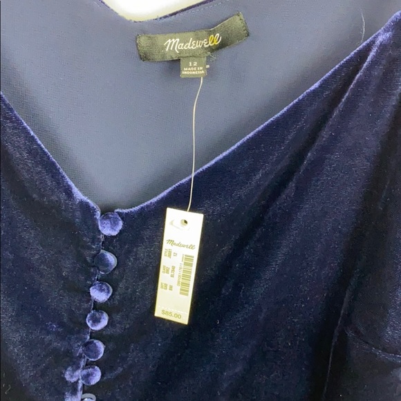 NEW Madewell Velvet Button-Down Cami Top Size 12 - Picture 6 of 8
